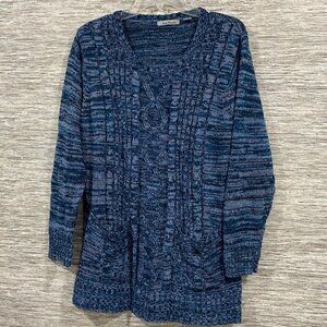 Jason Maxwell Womens Blue Cable Knit Sweater With Pockets Size 2X